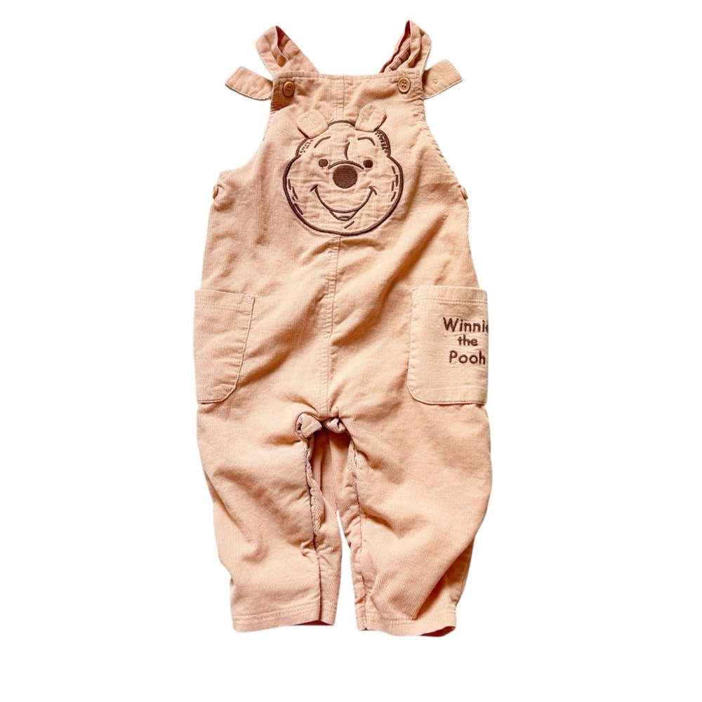 Baby Disney Winnie the Pooh Soft Cotton Corduroy Overalls 6-9M Peach Unisex